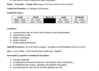 Formations FLE premier semestre 2026