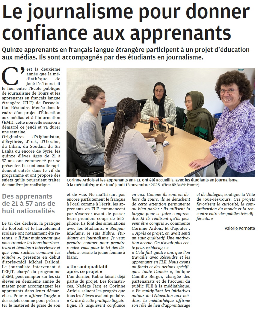 JournalismeFLE FLE Résoudre et la médiathèque de Joué une collaboration confirmée.